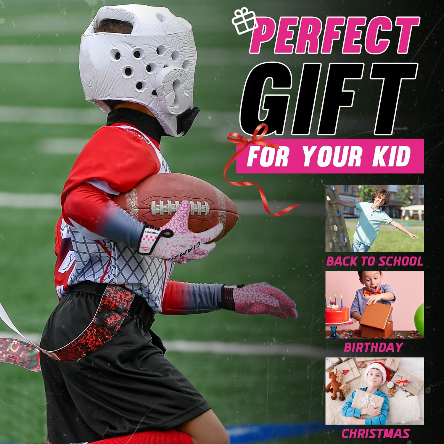 Youth Football Gloves Snug Fit Junior Boys Girls - Image 3