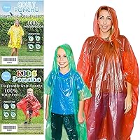 LINGITO 20 Pack Family Rain Ponchos - Disposable Waterproof Emergency Ponchos for Adults & Kids, Camping Hiking Travel