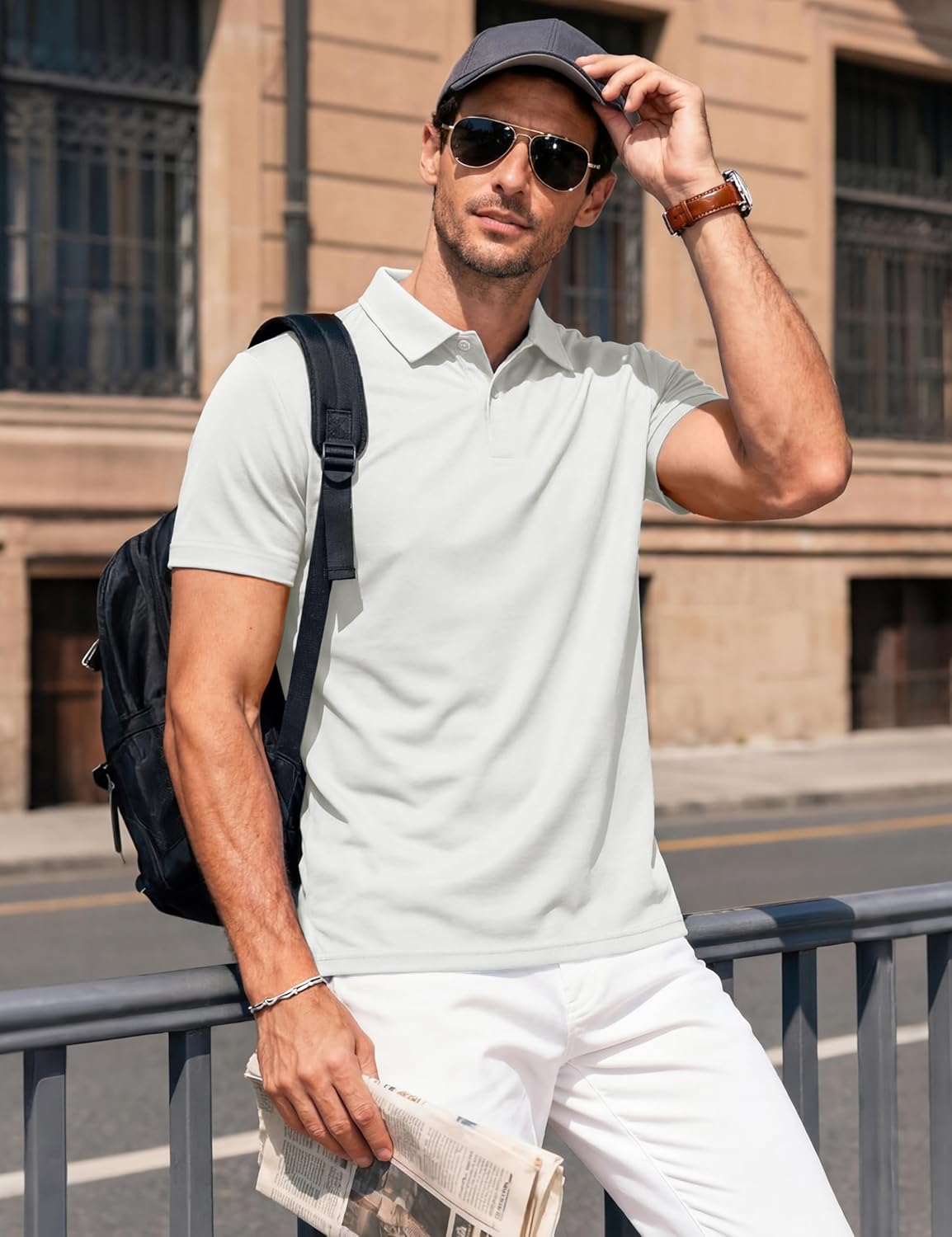 MAGCOMSEN Mens Polo Shirts Short Sleeve UPF 80+ Performance Golf Polos Lightweight Collared Shirt Men - Image 2