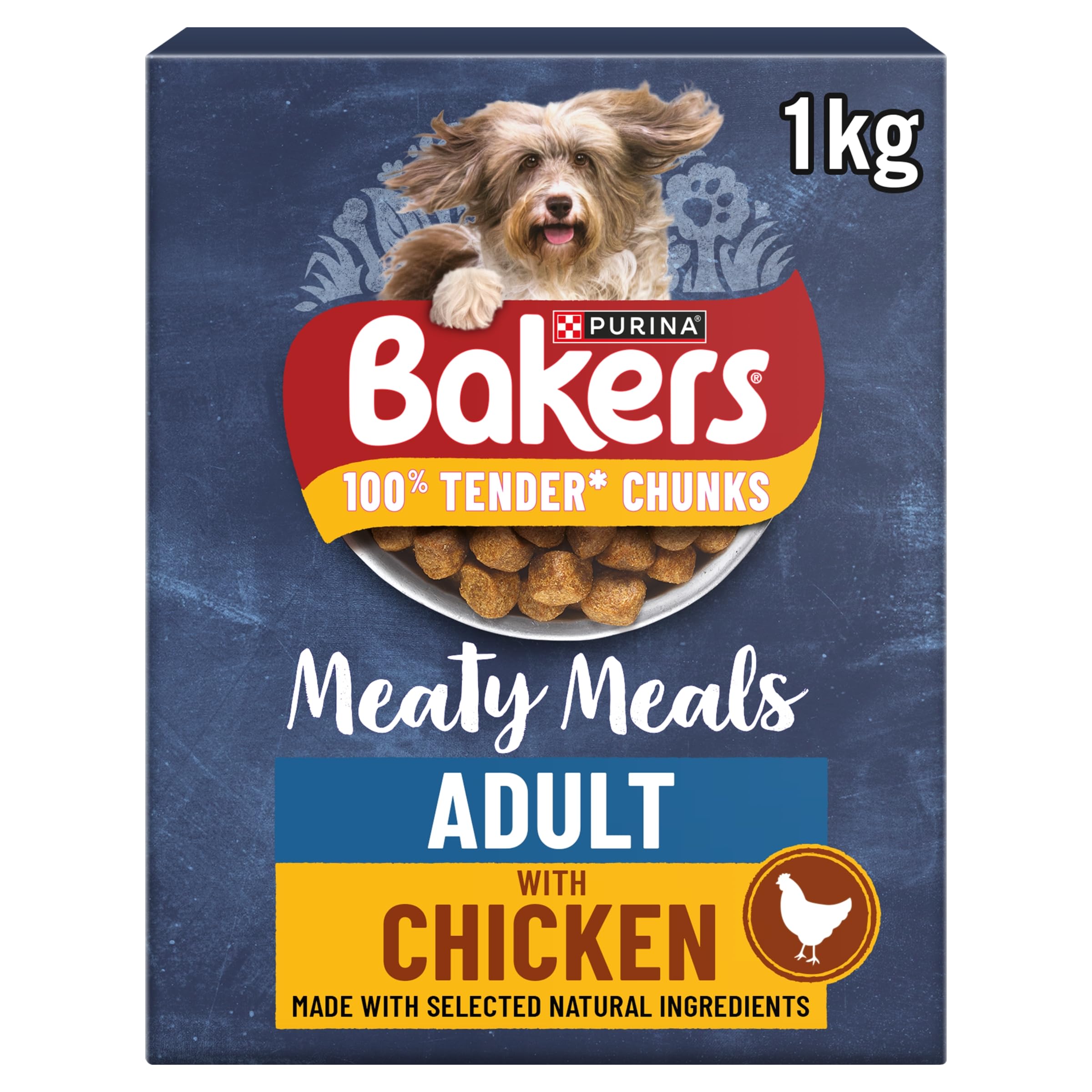 BAKERS Meaty Meals Adult Dry Dog Food Chicken 1kg (Pack of 5)