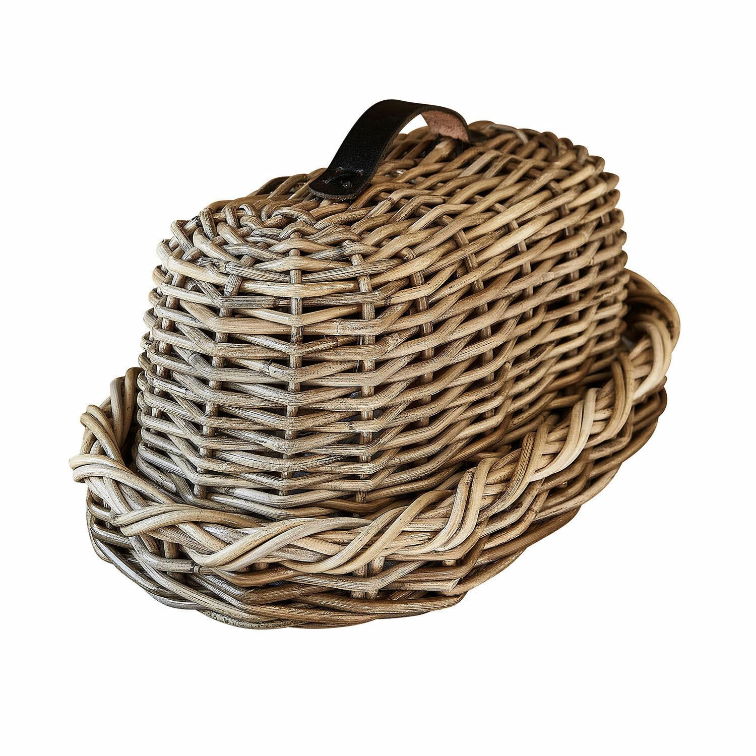 LOBERON Brotbox Gioialetto, Ländlicher Charme, Natürliche Struktur, Rustikaler Brotkorb, Küchenutensilien, Rattan, Rindsleder, braun | Ländlicher Charme, Natürliche Struktur, Rustikaler Brotkorb, Küchenutensilien, Rattan, Rindsleder