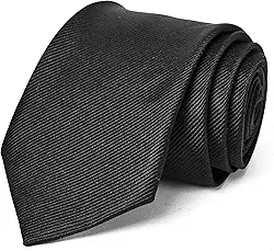 Gravata de cor sólida, gravata formal para homens, preta, Preto, Width: 3.15 inches, Length: 58 inches