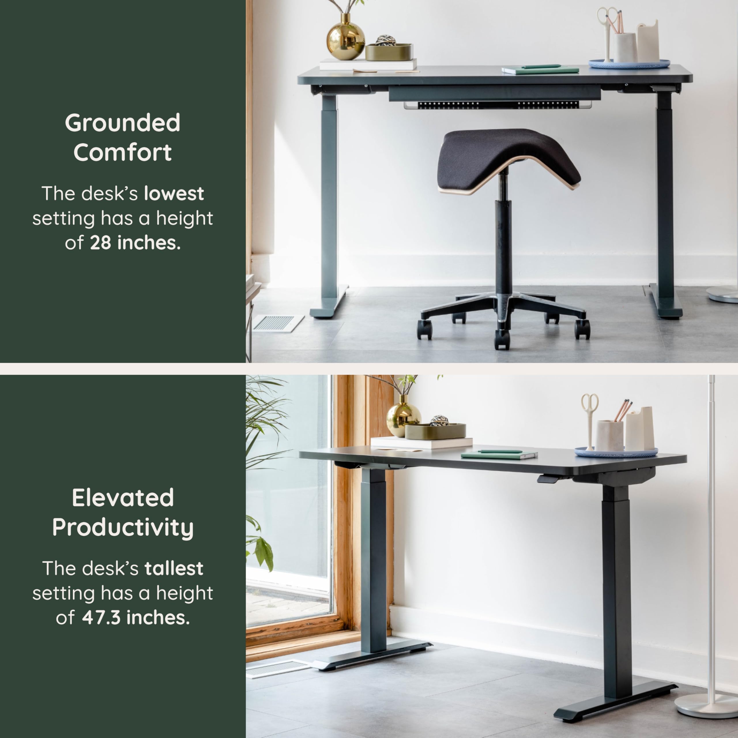 Branch Duo Standing Desk 58 Inches - Adjustable Standing Desk with 20 Range - OLED Control Panel - — view 6