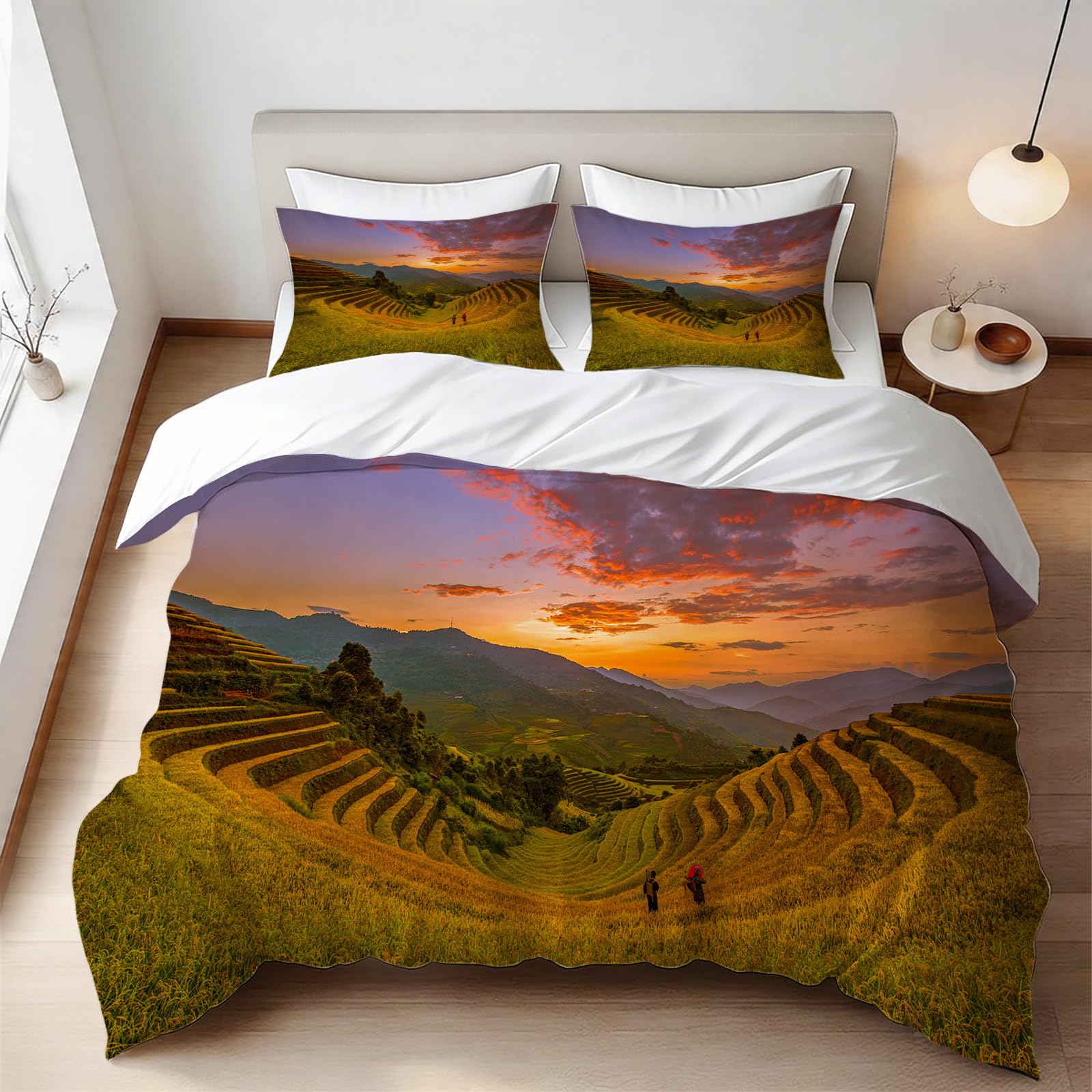 Housse de couette 220x240 cm facile à enfiler parure de lit lit double sans pli
