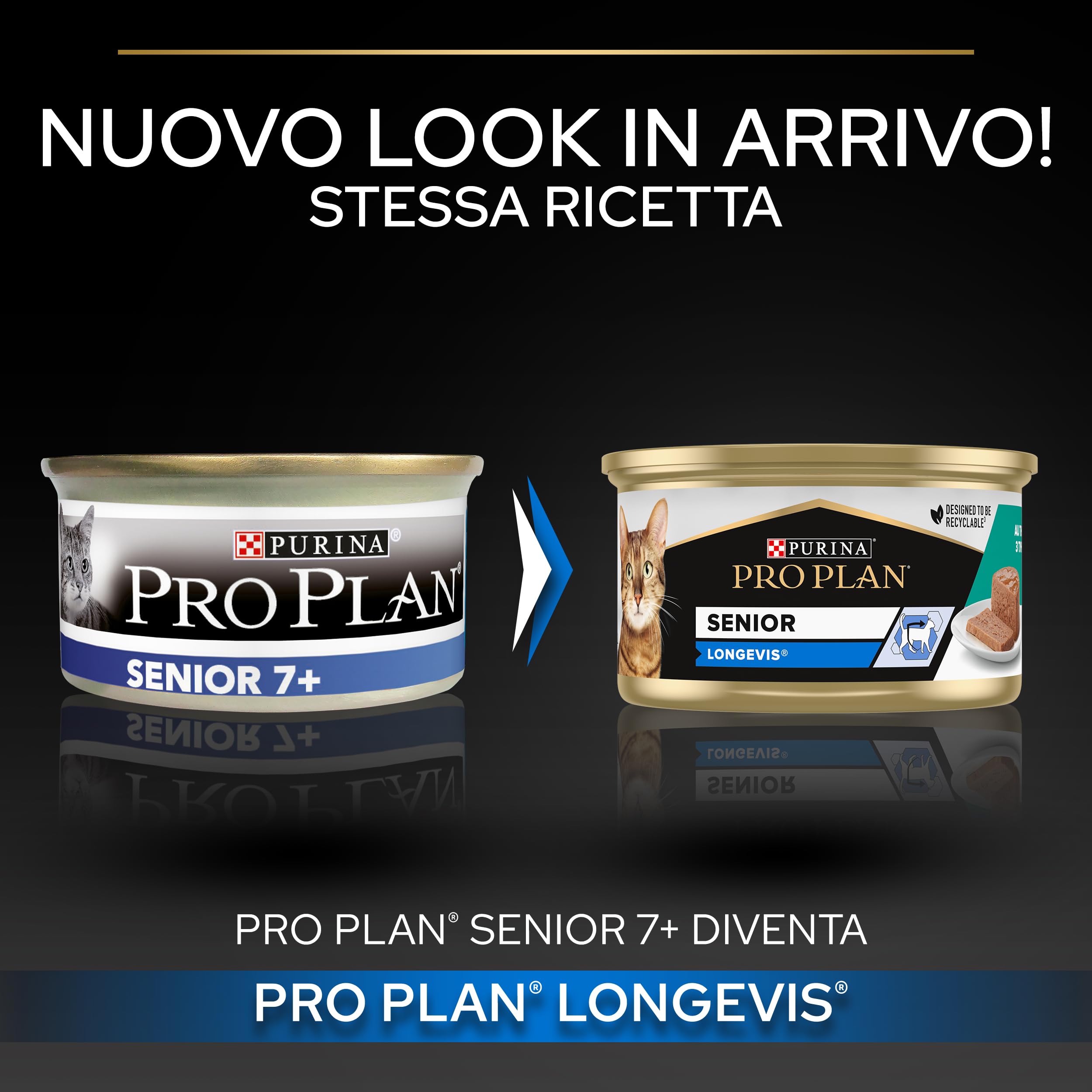 PURINA PRO PLAN Longevis Cibo Umido per Gatti Anziani Mousse con Tonno 24 Lattine da 85g