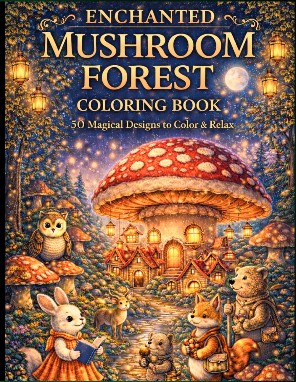 Enchanted Mushroom Forest Coloring Book: 50 Magical Designs to Color & Relax