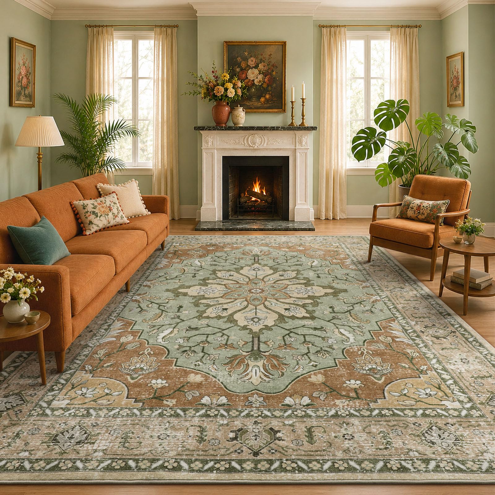Sour Lemon Vintage Extra Large Rugs Living Room Green 200X300cm Bedroom Rug
