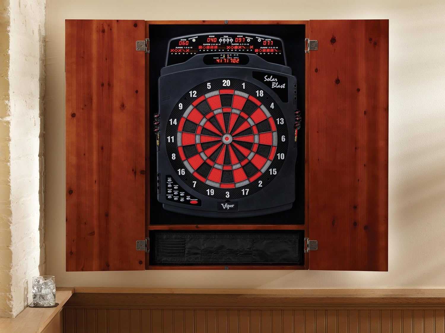 Viper Metropolitan Solid Wood Electronic Soft Tip Dartboard Cabinet: Cabinet Only (No Dartboard), Cinnamon Finish : Sports & Outdoors