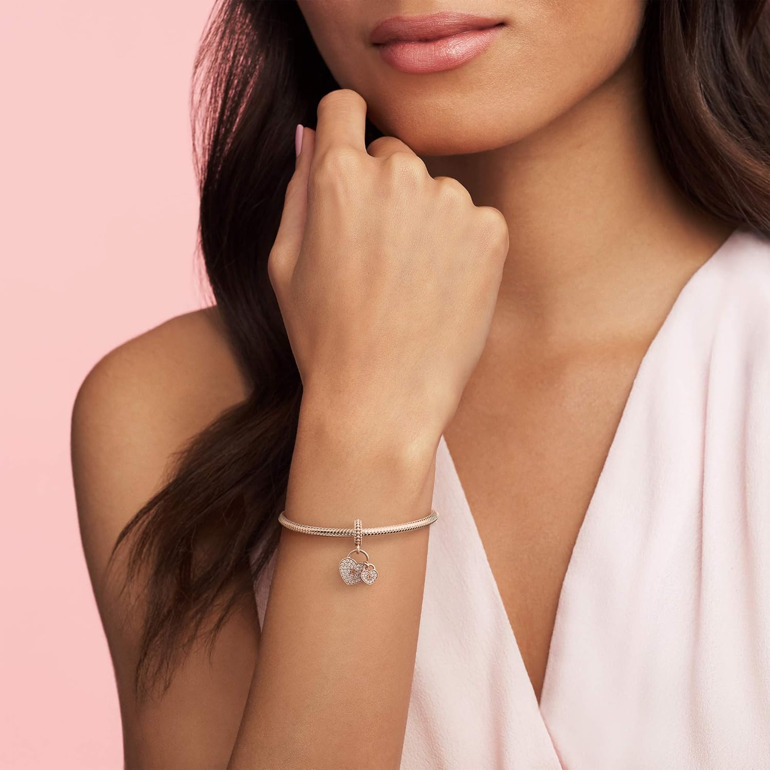 Pandora Moments Women's Sterling Silver Interlocking Love Cubic Zirconia Dangle Charm for Bracelet