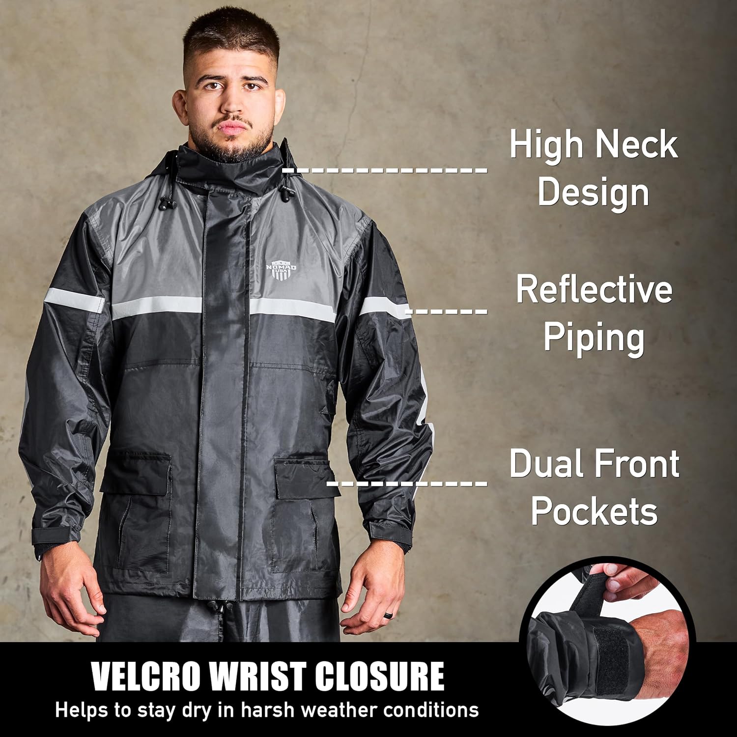 Lightweight Waterproof Motorcycle Rain Suit with Reflective Jacket & Pants Lightweight Waterproof Motorcycle Rain Suit with Reflective Jacket & Pants