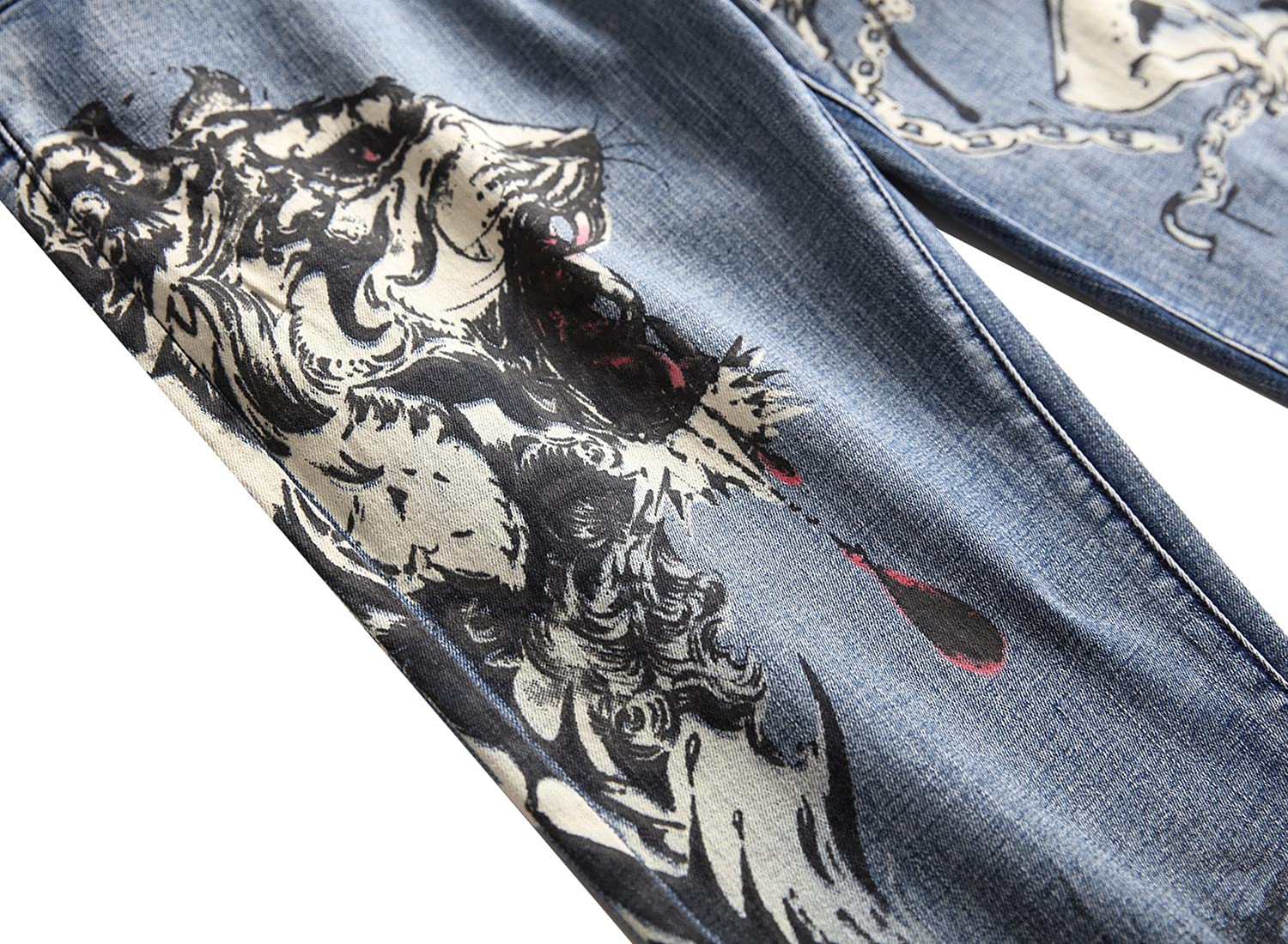 Jeans Pantalon 3D-Bedruckte Stretchjeans Für Herren Mit Personalisierten Mustern Trendige Lässige Schmal Geschnittene Jeanshose Für Herren