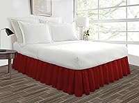 Vista 102 de Falda de cama de doble tono, color borgoña, tamaño Twin de 16 pulgadas, caída a medida, de ajuste fácil, suave, doble cepillado, de microfibra