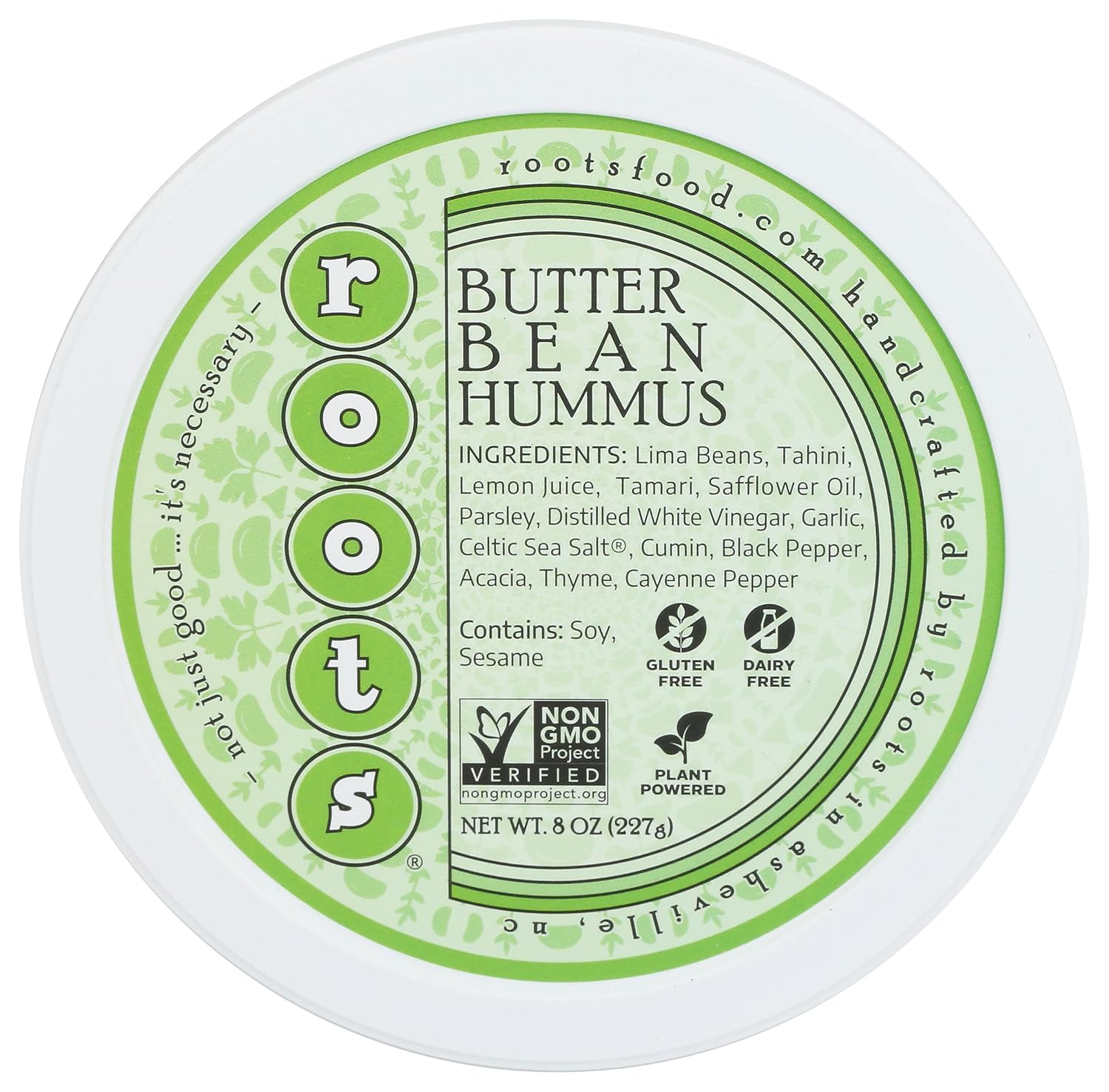 ROOTS FOOD Lima Bean Hummus, 8 OZ Grocery & Gourmet Food