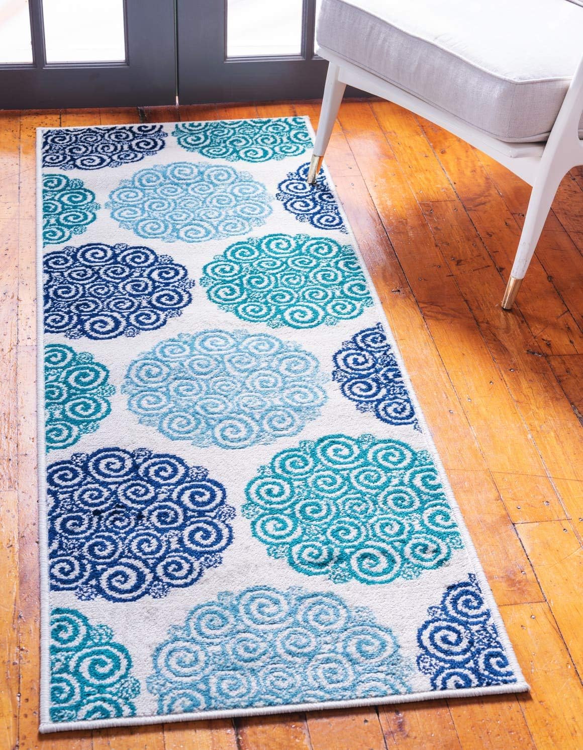Unique Loom Open Hearts by Jane Seymour Collection Contemporary Abstract Ripple Effect Turquoise Runner Rug (2' 0 x 6' 0)