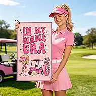 yuboo Pink Golf Towel for Women, 16x24 Microfiber Waffle Golf Bag Towel with Carabiner Clip, Funny Golf Bag Towel for Clubs, Balls, Cart Accessories & Golf Gifts for Women Golfers