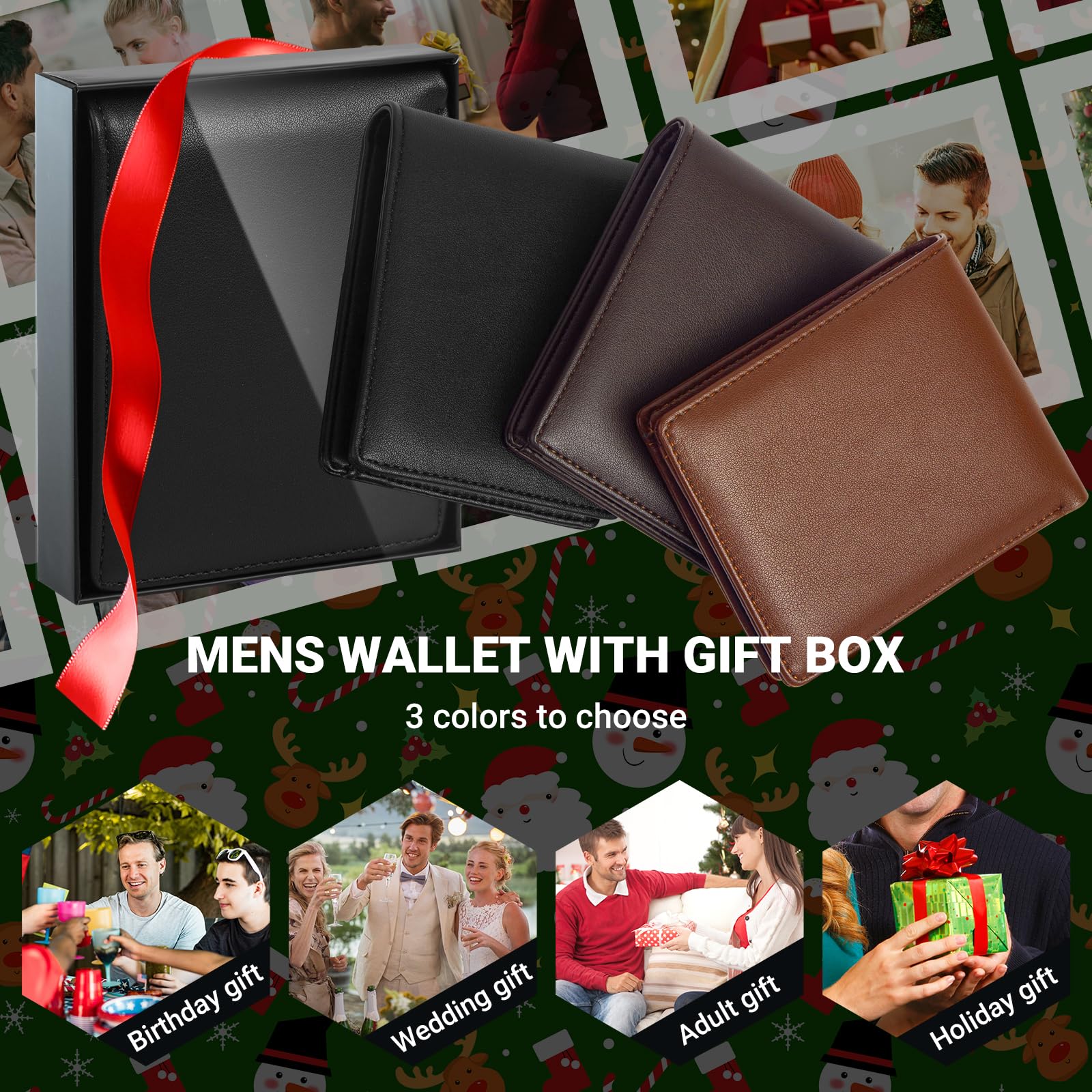 GNDR Wallet For Men RFID Blocking Black Wallets Bifold Faux Leather Card Holder Front Pocket Mens Accessories With Gift Box