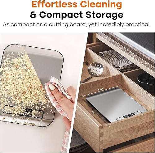 Miniatura 6 de arboleaf Báscula de cocina de alimentos, 22 libras de peso digital gramos y onzas para hornear y cocinar, báscula precisa de alimentos de 1 g/0.01