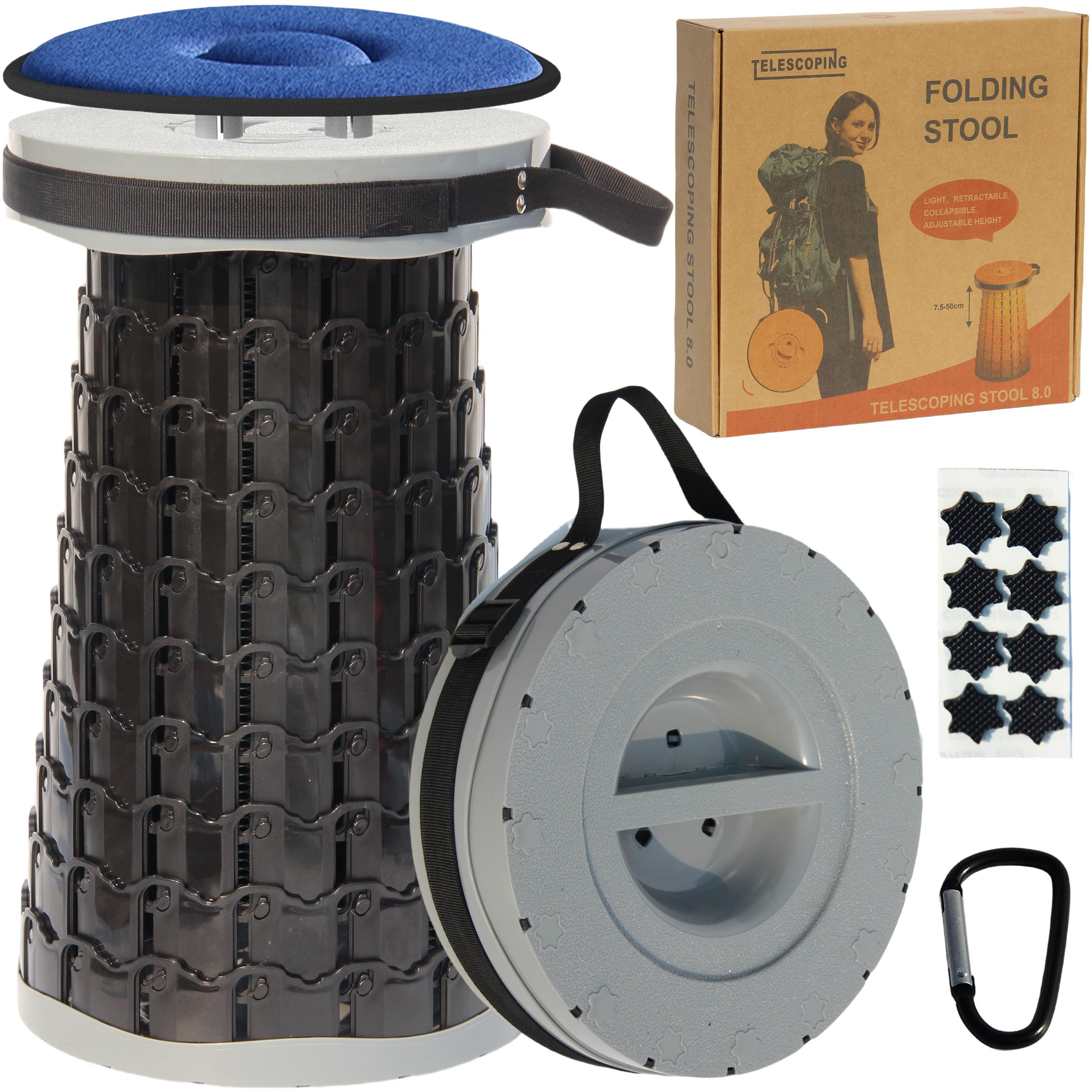 ALEVMOOM Upgraded XXL Collapsible Stool with Cushion 19.7",1000lbs Max Weight,Wider & Taller Seat, Heavy Duty Portable Retractable Folding Chair or