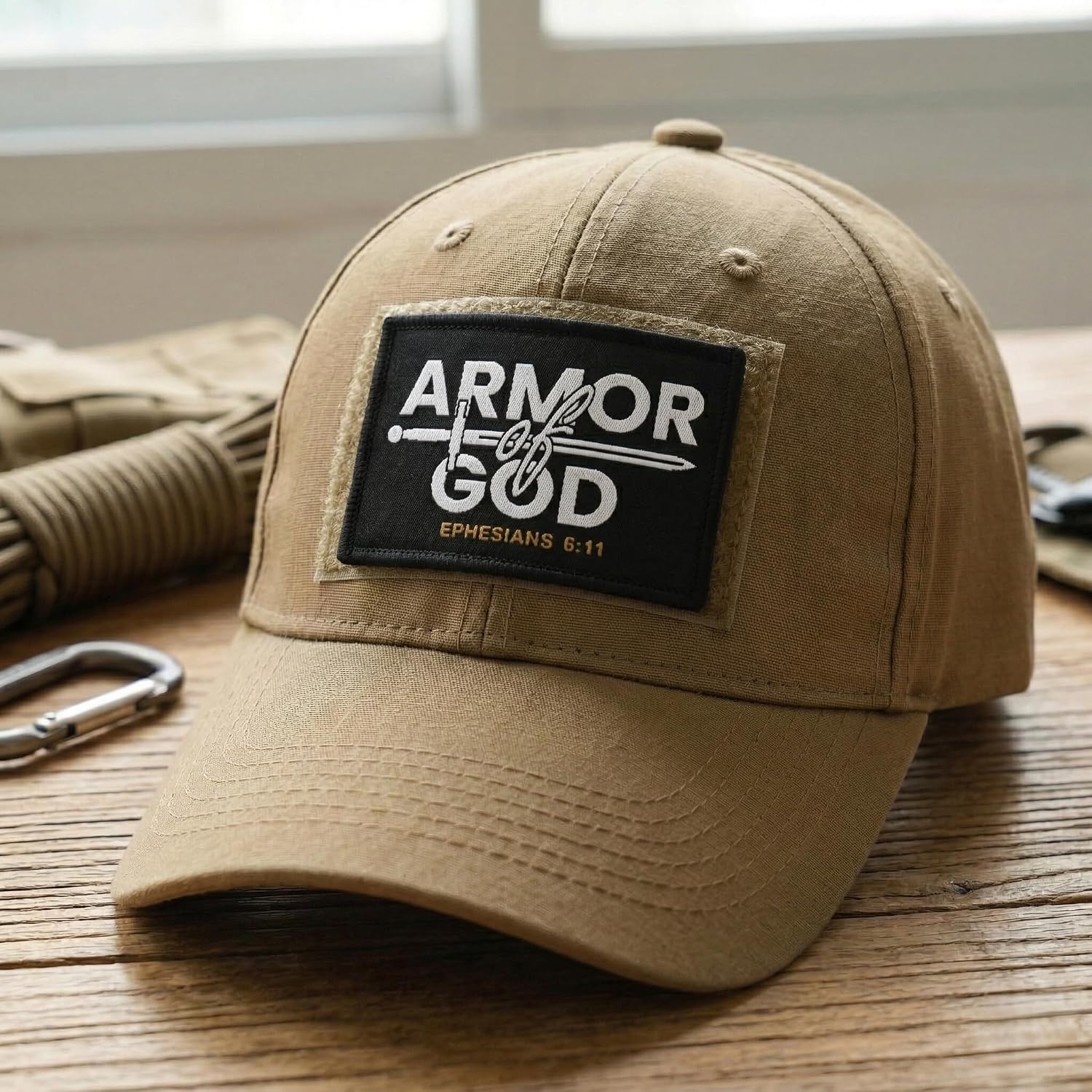 Great 1 Christian Morale Patches 2-Pack, Put on the Full Armor of God - Tactical Hook and Loop Military Appliques for Hats, Backpacks, Vests, Jackets