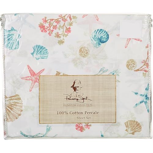 Panama Jack Seashore Shell Sheet Set Twin Ivory White/red/Blue