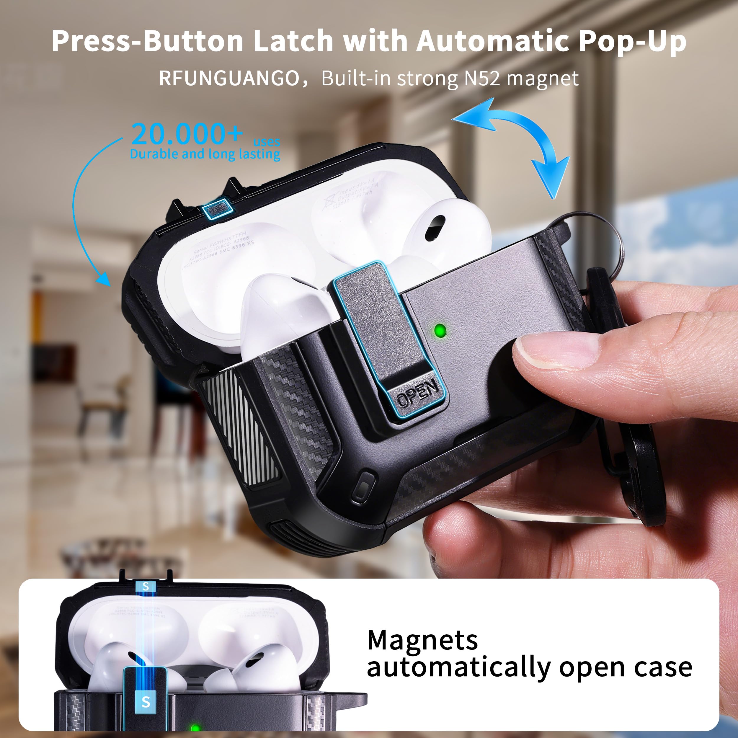 Amazon.com: RFUNGUANGO AirPods Pro 2 Case, Compatible with AirPods