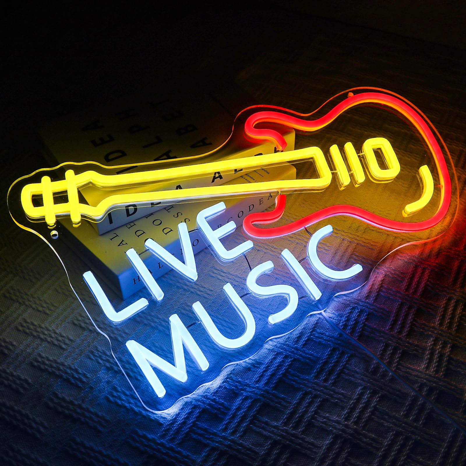 Gitarren-Neonschild Mit Cowboyhut – LED-Wanddekoration Für Studio, Bar & Wohnzimmer