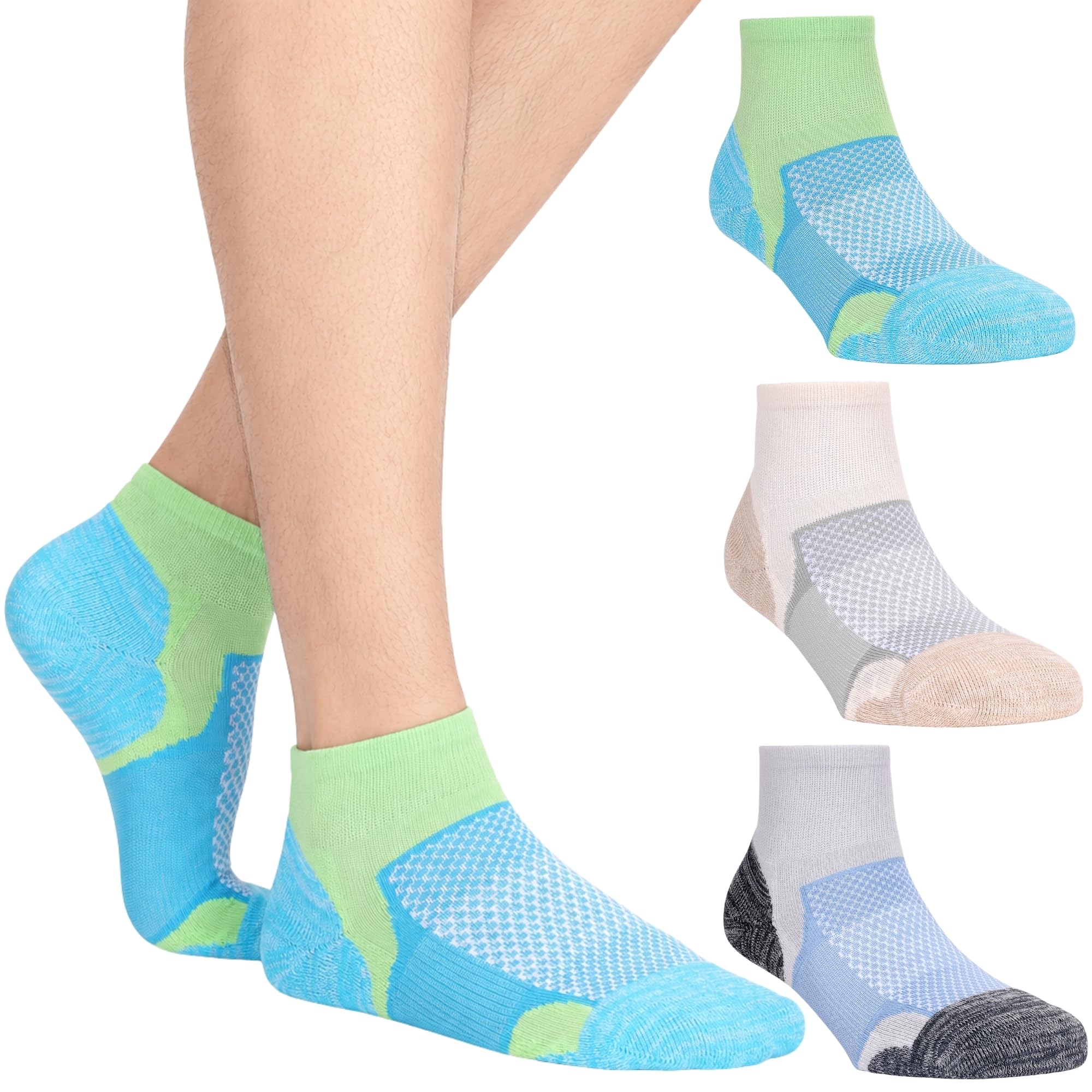 Mojaa Luxe HONEY FLEX EDITION (Luxury Pure-Combed Cotton) (Pack of 3) Ankle Socks for Men & Women | Breathable Air Mesh | Anti-Odour, Anti-Bacterial | Arch Support | Casual & Sports Socks-picture-45