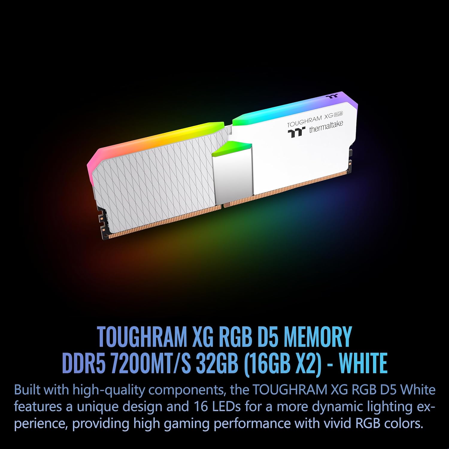 Thermaltake TOUGHRAM XG RGB D5 White 32GB (2x16GB) DDR5 7200MT/s CL36 1.45V Hynix Mermoy, 16 LEDs, SW Control, RG34D516GX2-7200C36B