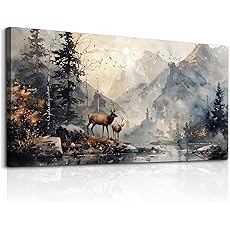 ERQINHUA Gray Large Canvas Wall Art For Living Room Farmhouse Wall Decor For Bedroom Office Mural Field scenery Paintings Tree Landscape Printed Artwork Wall Pictures Home Decorations art 24"X48"
