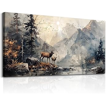 ERQINHUA Gray Large Canvas Wall Art For Living Room Farmhouse Wall Decor For Bedroom Office Mural Field scenery Paintings Tree Landscape Printed Artwork Wall Pictures Home Decorations art 24"X48"