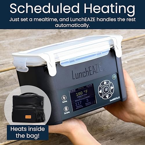 Miniatura 6 de LunchEAZE Fiambrera eléctrica e inalámbrica XL, alimentada por batería, capacidad de 6 tazas, 220 F, calefacción programada automática, bolsa