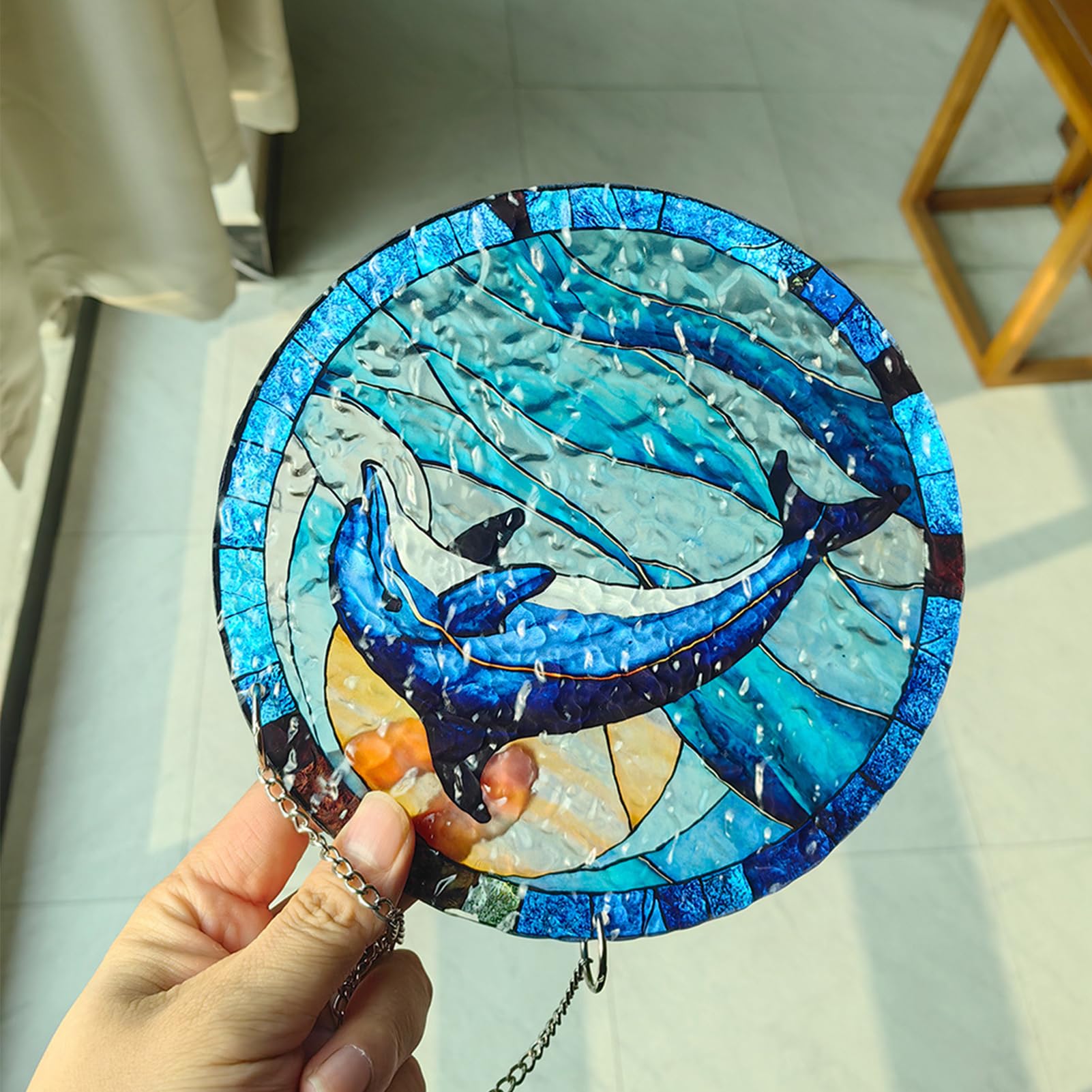 Samuliy Acchiappasole a Forma di Delfino, in Acrilico, Decorazione per casa, Bar, Interni ed Esterni, Ornamento da Appendere per finestre, balconi, Cortili, pareti