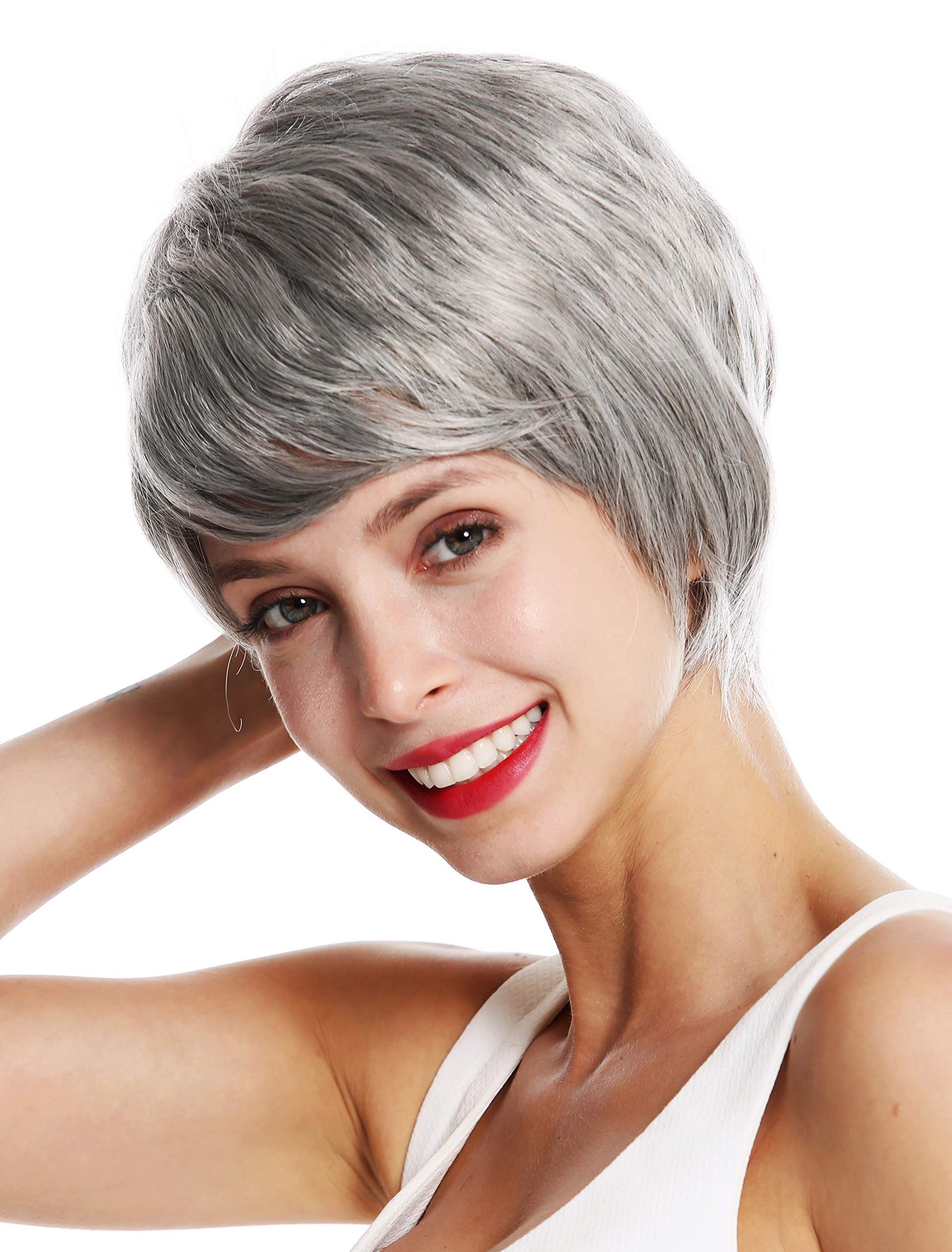 WIG ME UP - VK-50-51 quality women's wig short bushy boyish grey silvery grey, Silver-gray-black mix (51), Length: approx. 15 cm - Image 3