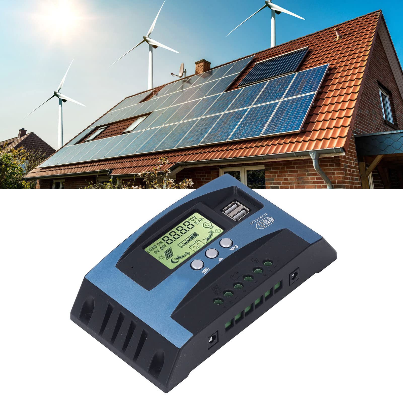 Contrôleur de charge solaire MPPT 80 A 12 V 24 V Régulateur intelligent de panneau photovoltaïque en alliage d'aluminium avec écran LCD numérique en temps réel pour système (90a)