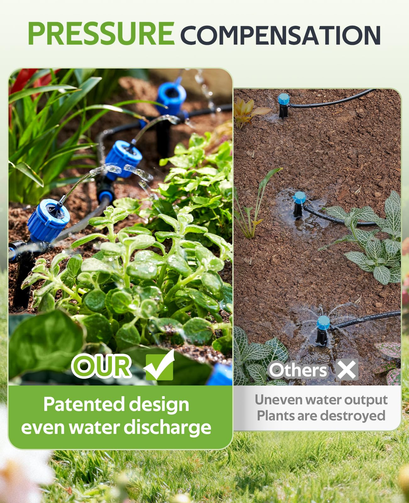 HIRALIY Sistema di irrigazione a compensazione della pressione con timer da giardino, nuovo sistema di irrigazione da giardino con connettore rapido, kit di irrigazione per piante, irrigazione