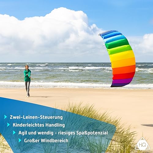 Miniatura 5 de HQ Kites Symphony Beach III - Cometa deportiva de doble línea de 13 de 51 pulgadas color arcoíris diversión activa al aire libre para edades de 8