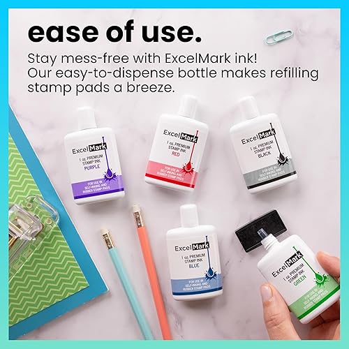Miniatura 4 de ExcelMark Tinta de repuesto de sello autoentintado prémium, 1 onza (rojo)