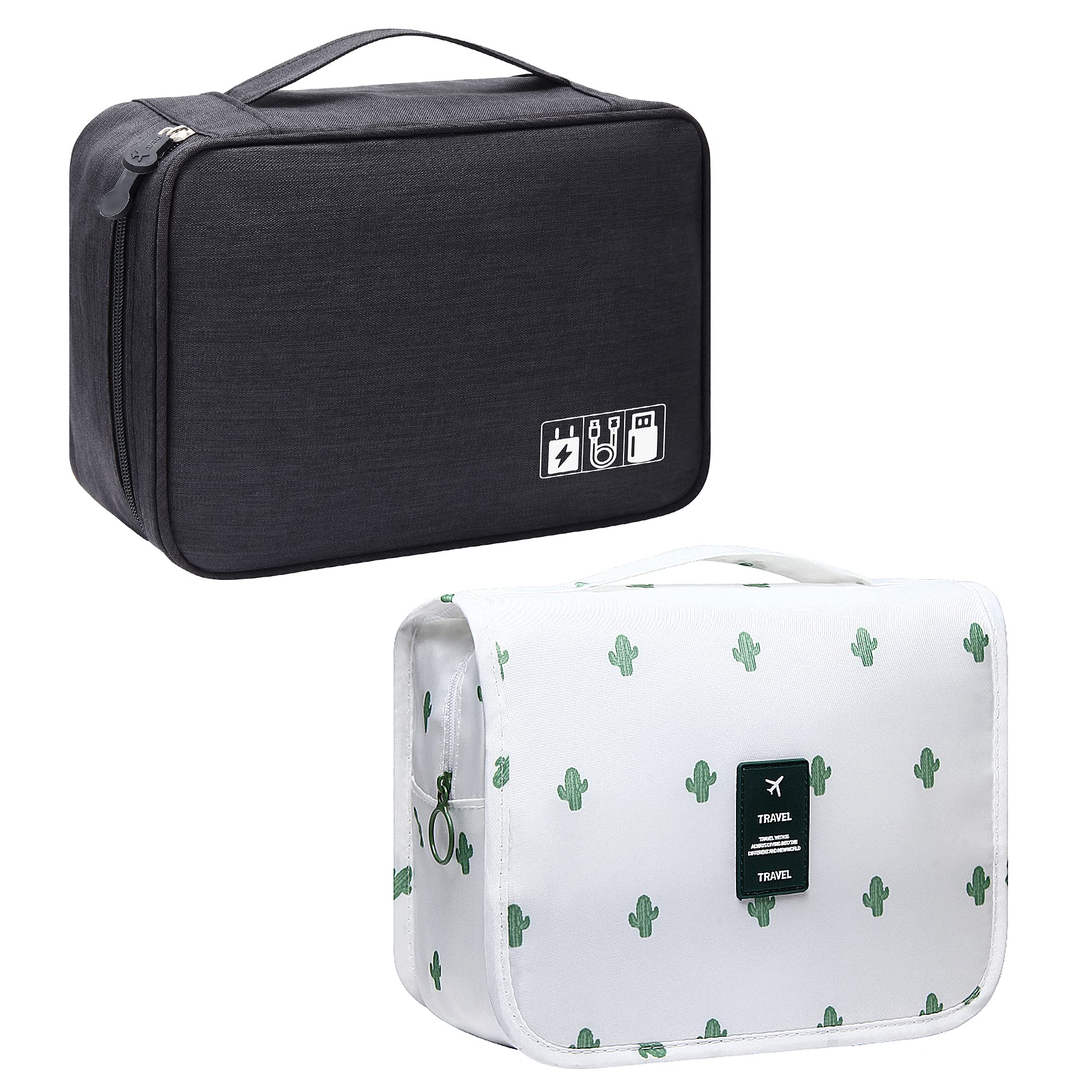 VOCUSElectronics Organizer Travel Cable Organizer Bag for Electronics Accessories and Hanging Toiletry Bag for Women Travel Storage Bags Waterproof Cosmetics Makeup