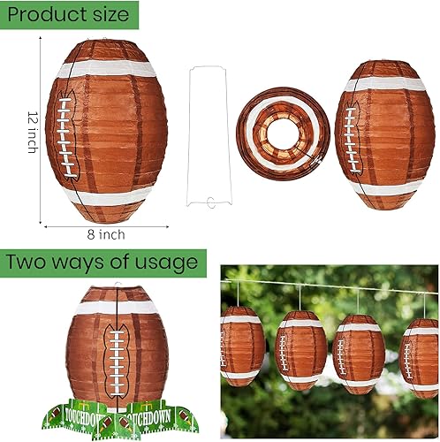 Miniatura 2 de Juego de farol de papel de fútbol decoración de centro de mesa linterna de juego de fútbol con piezas de soporte suministros de fiesta de cumpleaños