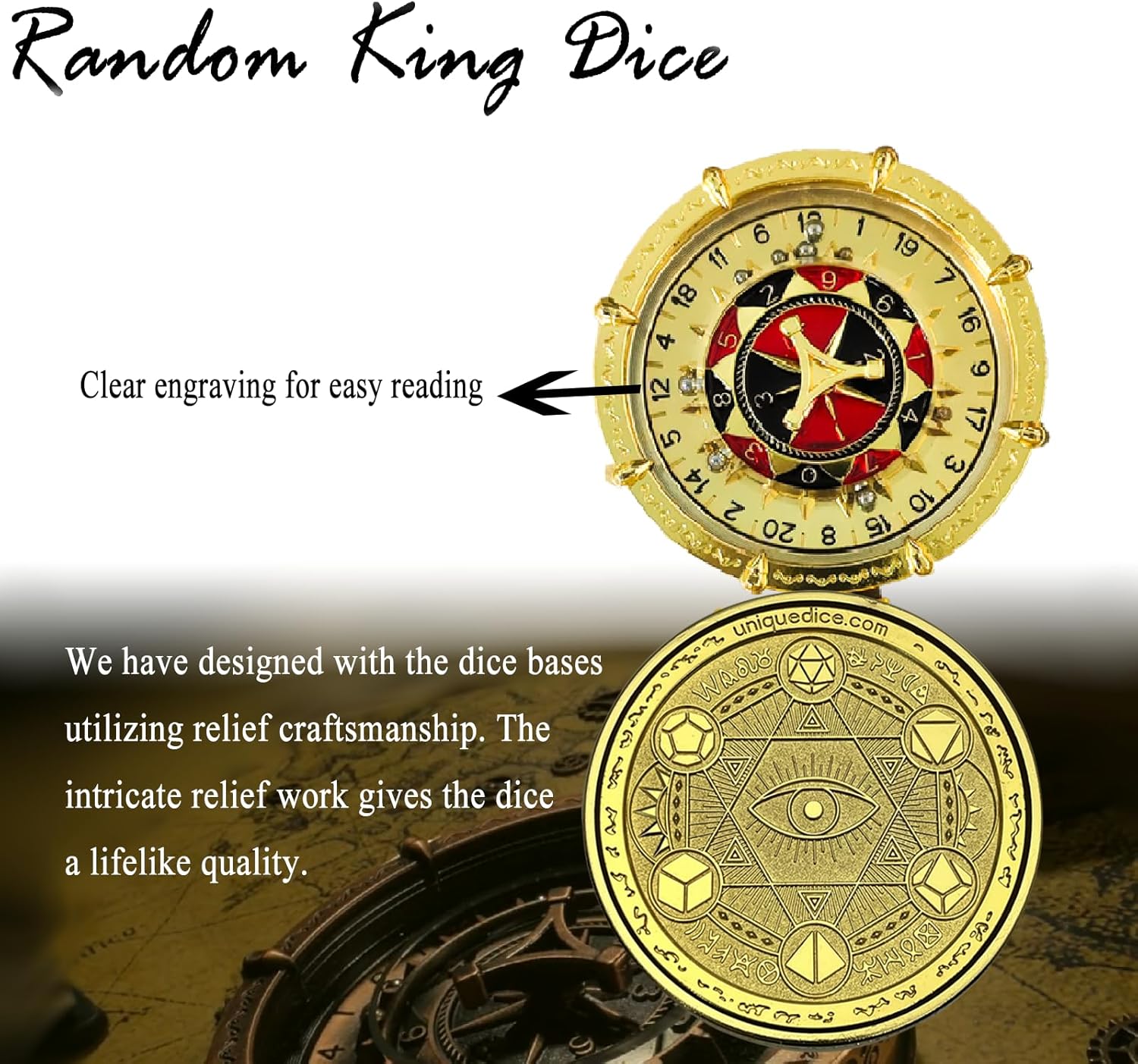 SignalPlus Unique DND Dice Random King, Magic Circle D and D Roulette Dice Spinner, 7-in-2 Dual-Spin Wheels DND Dice Set D20 D12 D10 D% D8 D6 D4 for Dungeons and Dragon, RPG Role Playing Game
