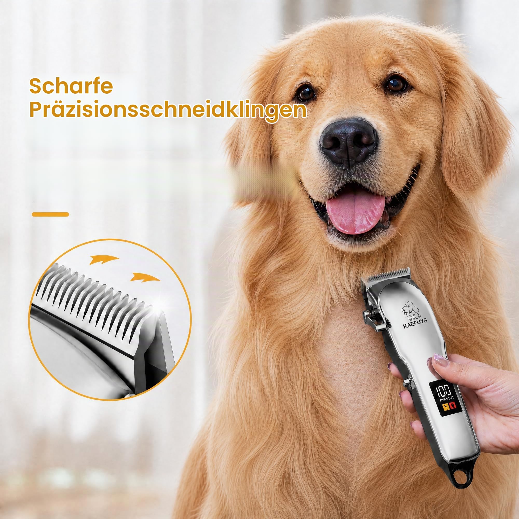 KAEFUYS Hundeschermaschine IPX7 Wasserdichtes Schermaschine Hund Katze Professionelles Hundeschermaschinen-Set Geeignet für Katzen Hunde Kaninchen etc.