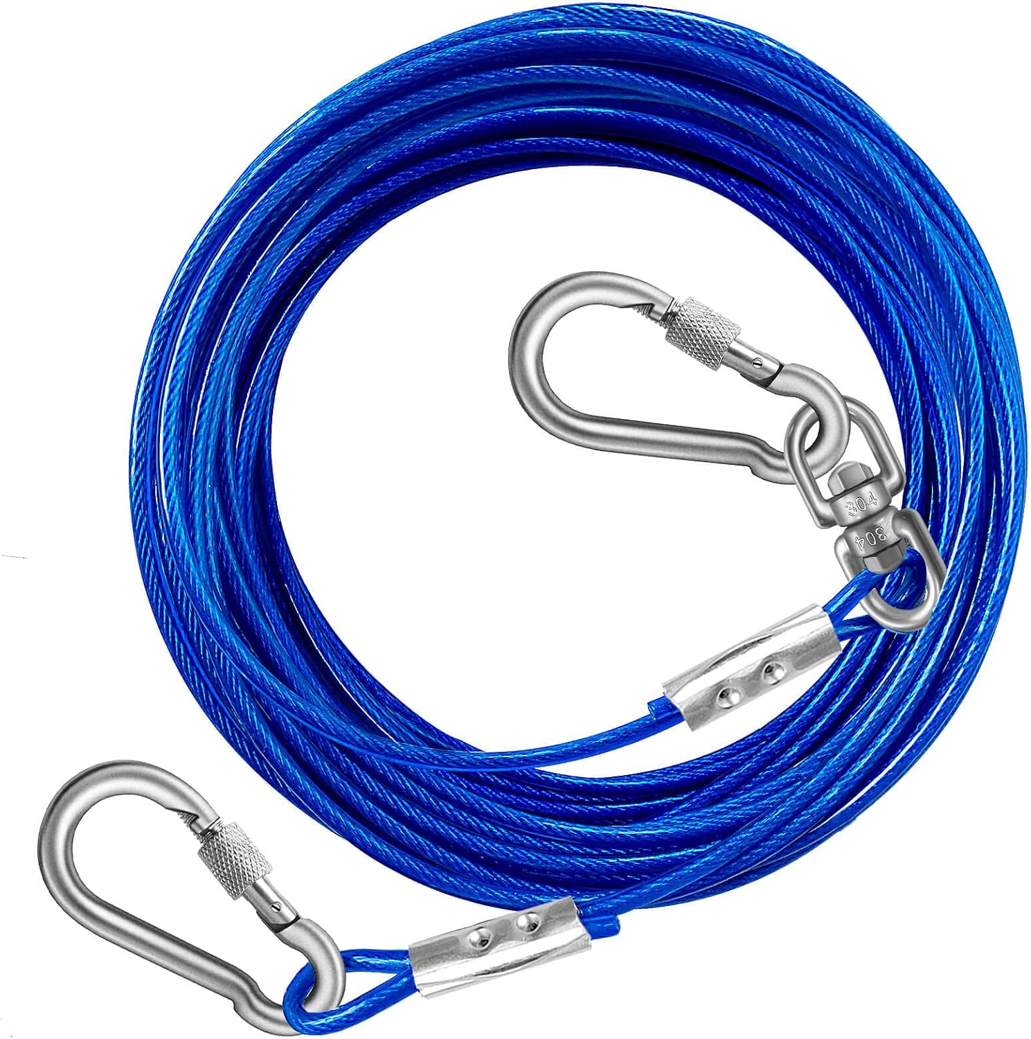 10Ft Dog Tie Out Cable with 360° Swivel Lockable Hook, 10ft 20ft 30ft 40ft Dog Tether Outdoor Camping for Medium & Small Dogs