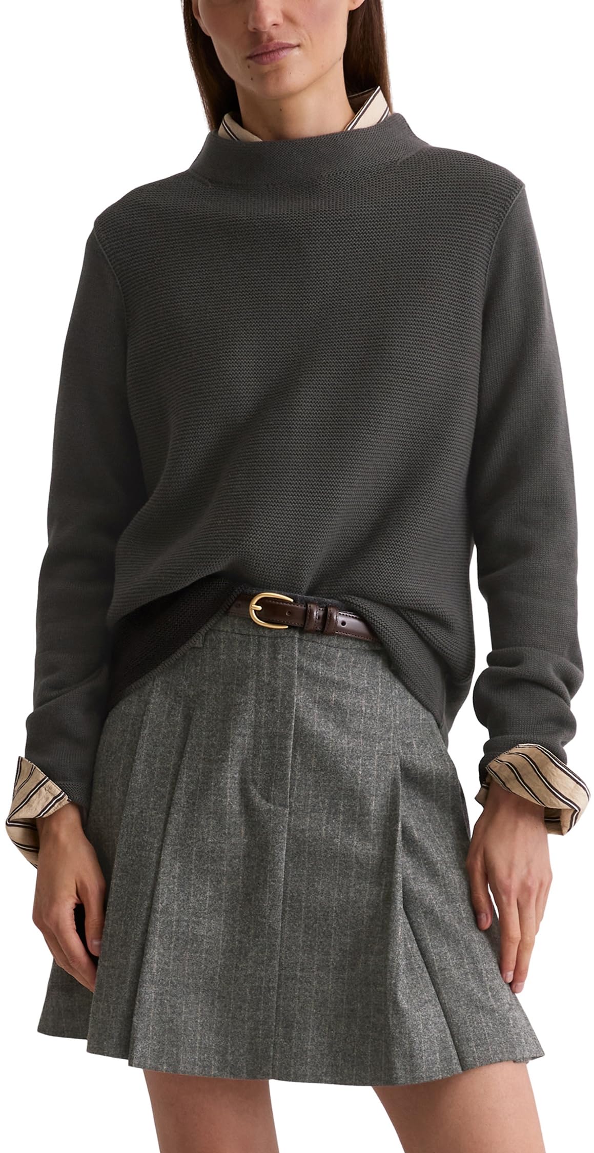 Marc OߴPolo Damen Pullover aus Bio-Baumwolle mit Stehkragen