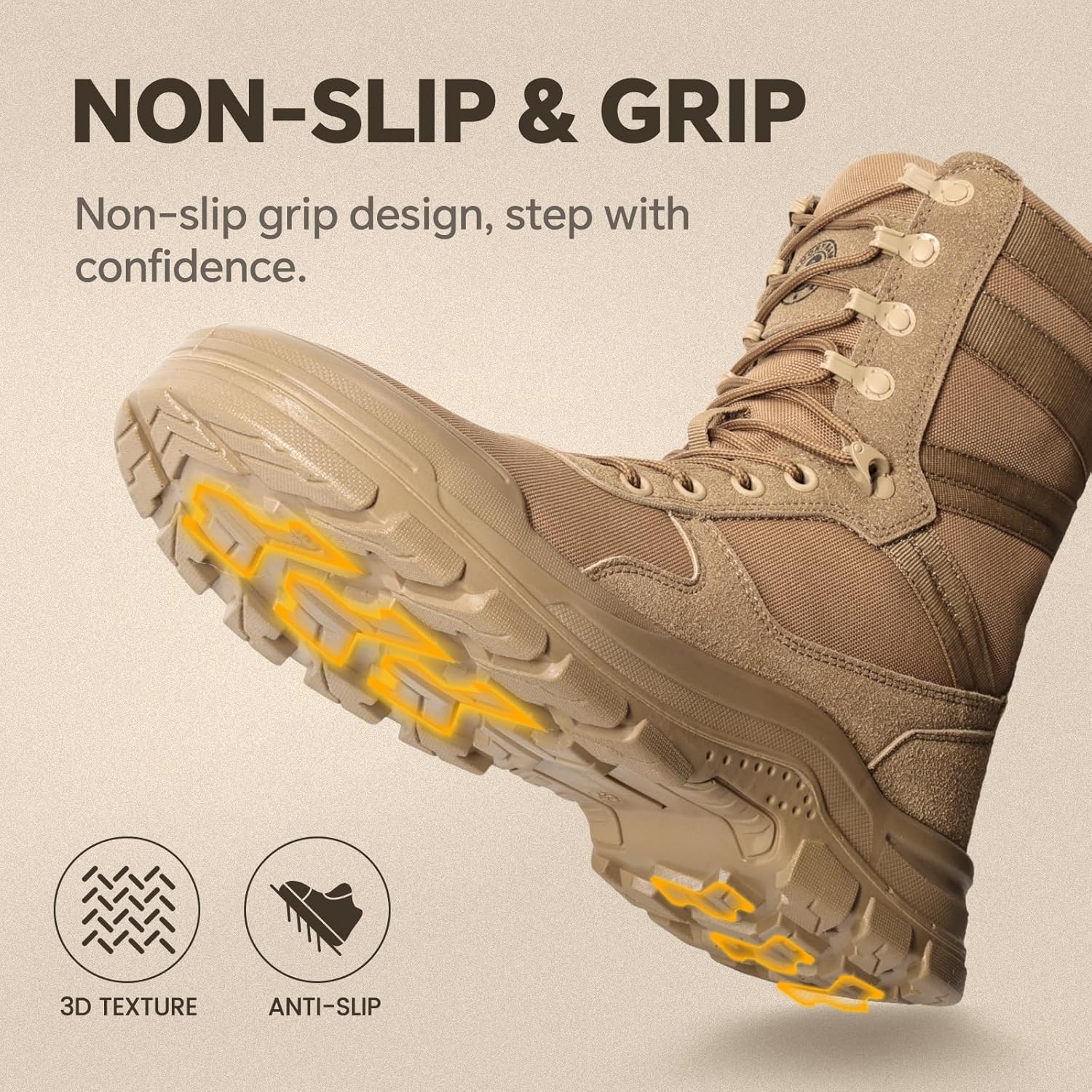 ANGRYRAM Tactical & Military Steel Toe Boots for men Lightweight Comfortable Men's Combat Boot Puncture Resistant Non Slip Work Boots for Men - Image 2