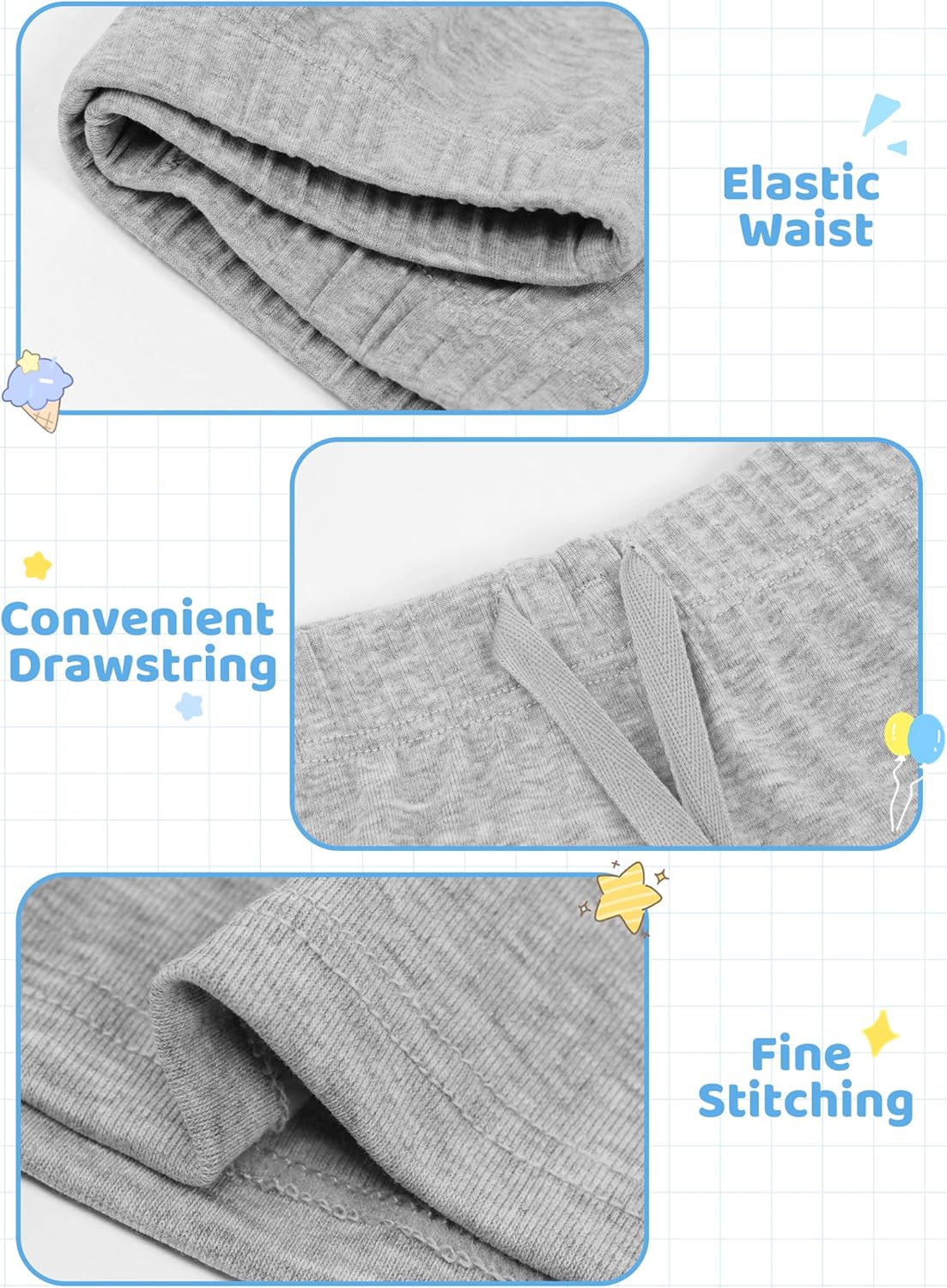 Resinta 4 Packs Unisex Baby Toddler Cotton Shorts Baby Pull-on Shorts with Drawstring Soft Summer Clothes for Daily Wear - Image 3