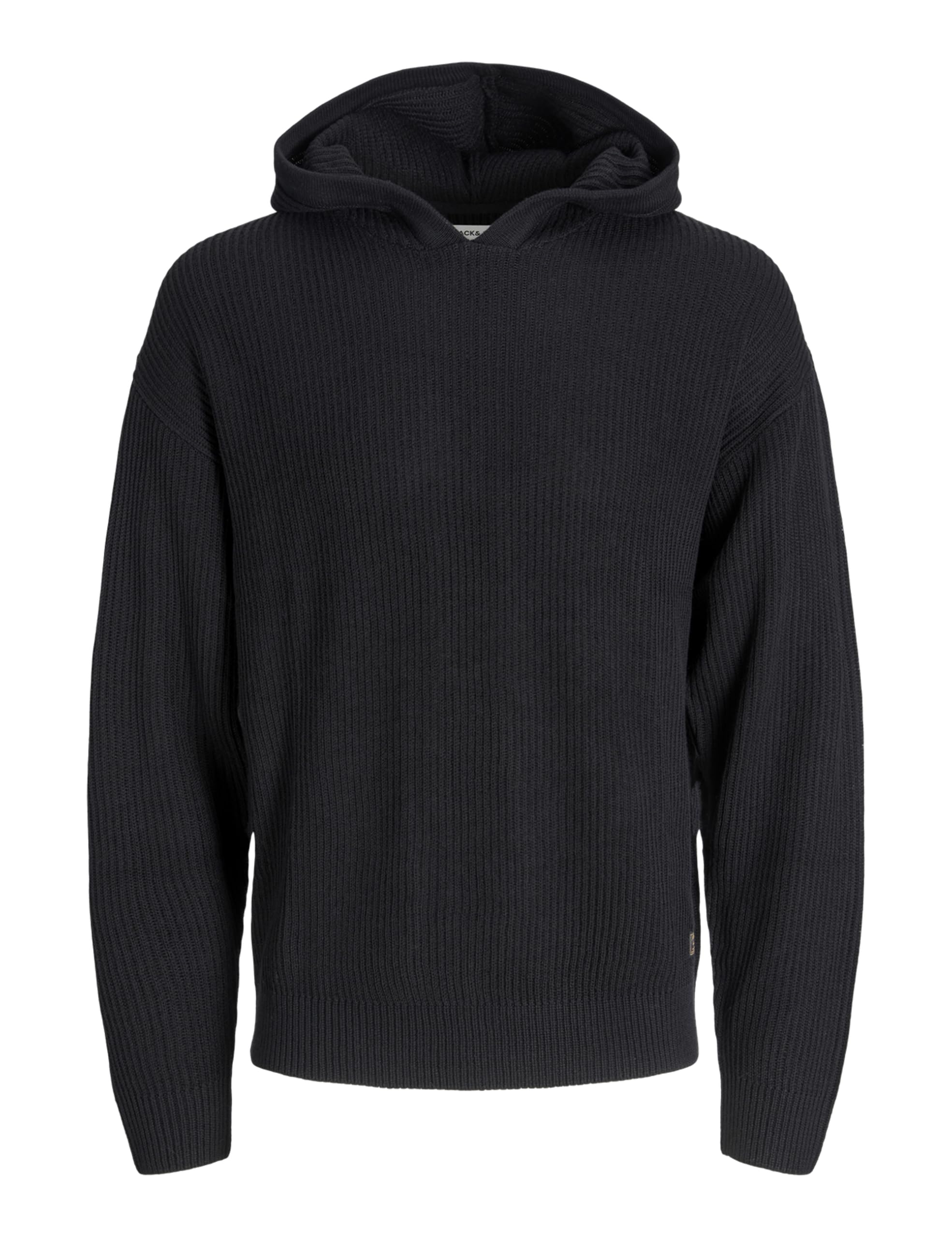 JACK & JONES Men's Jjpannel Knit Hoodie, Black, S
