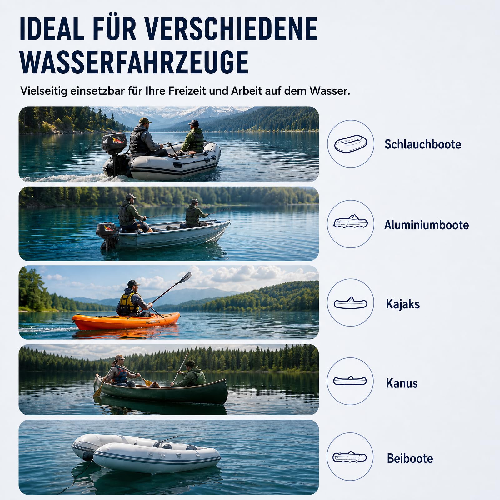 2-Takt Außenbordmotor Benzinmotor, 55ccm 3,6PS Außenborder Benzin Außenbordmotor, Schlauchboot Motor Kurzer Welle, CDI Zündung Halbluft- und Halbwassergekühlt für Schlauchboot Angelboot Fischerboot