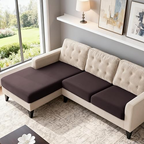 Miniatura 12 de TAOCOCO Fundas de sofá modular, fundas elásticas de cojín para sofá seccional en forma de L, 4 fundas de asiento seccionales, protector de muebles