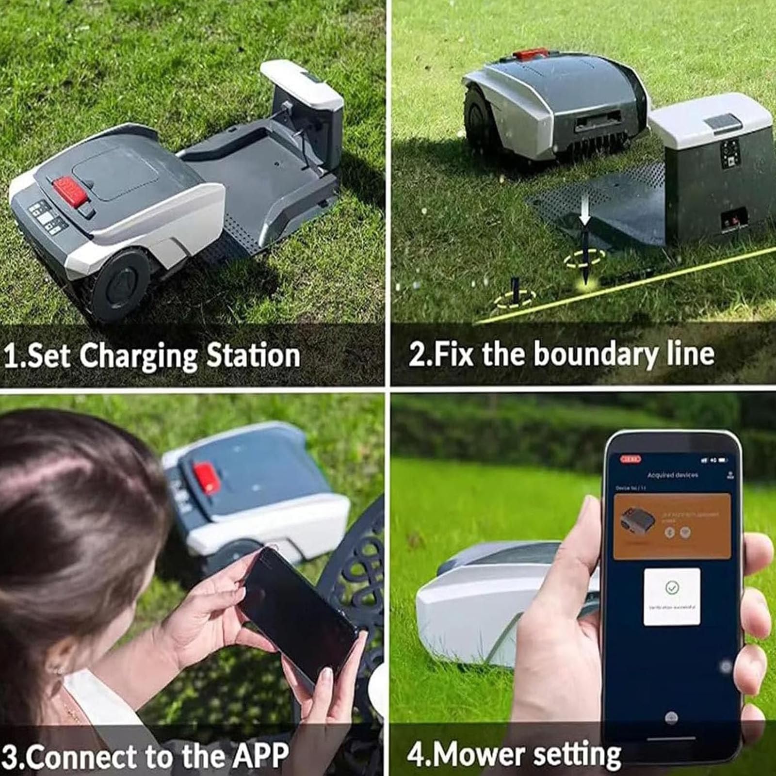 Robot Tondeuse sans Fil 1500m2 Tonte Ultra silencieuse Tondeuse à Gazon Automatique Contrôle de l'application Hauteur de — vue 3