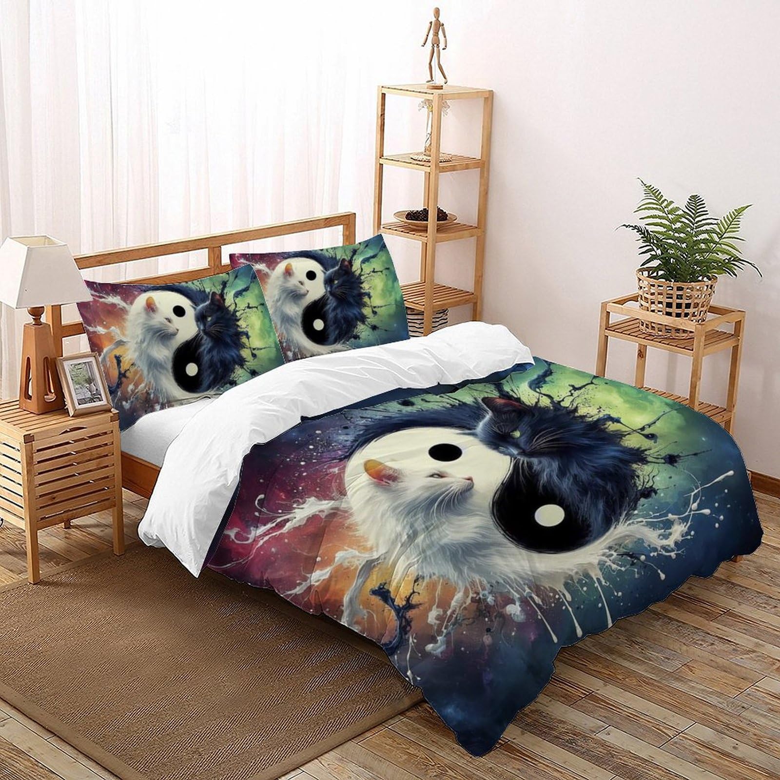 Housse de couette garçon motif animaux sauvages 3D 200x200 en microfibre pour lit double de chambre